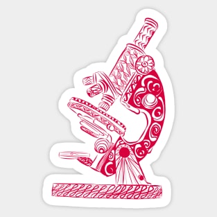 Scientific Microscope Line Drawing (Beetle Crimson) Sticker